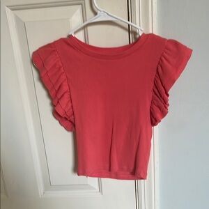 Ruffled Sleeve Coral Top